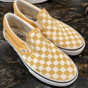 Vans, yellow checker board